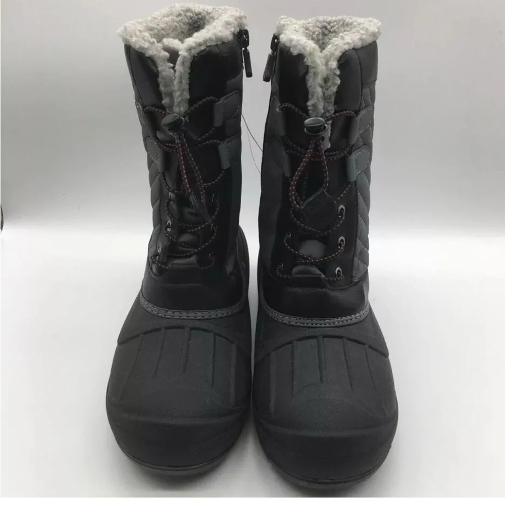 Cat & Jack Kids Black Faux Fur Lined Collar Thermolite Winter Boots Size 4